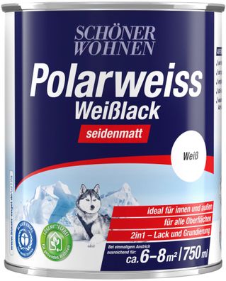 750ml Schöner Wohnen Polarweiss Weisslack seidenmatt, Weiß