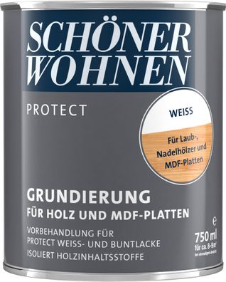 750ml Schöner Wohnen Protect Grundierung für Holz und MDF-Platten weiss