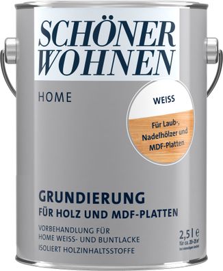 2,5L Schöner Wohnen Home Grundierung für Holz und MDF-Platten weiss