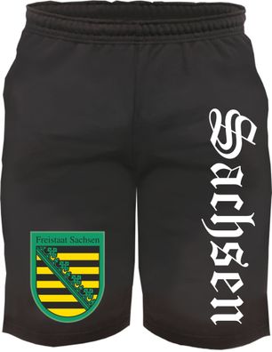 Sachsen Sweatshorts - Altdeutsch bedruckt - Kurze Hose Shorts Wappen