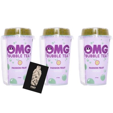 OMG Bubble Tea 3er-Set - Passion Fruit mit Apple Bubbles 3 x 270ml (inkl. Pfand