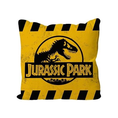 Jurassic Park Kissen Caution Yellow Logo 40 x 40 cm