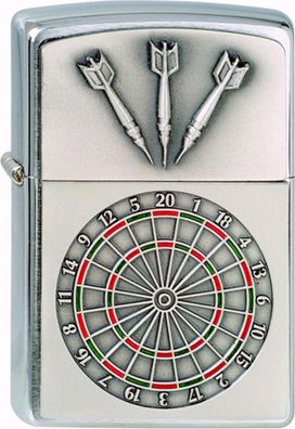 Zippo,1300091 AA8 Dartboard Emblem Feuerzeug, Messing Chrom Benzin