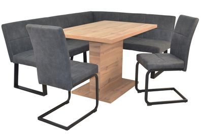 Eckbankgruppe 088S02 grau 190x150 cm, 4-teilig, Stoffbezug kurzer Schenkel rechts