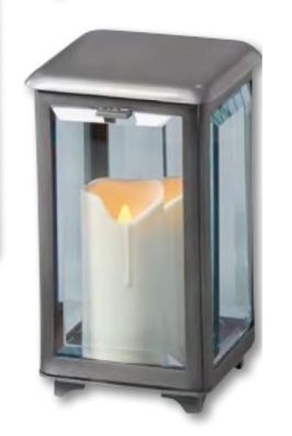 Schlichte Grablampe aus Aluminium grau Grableuchte Grablaterne hochwertig Grabschmuck