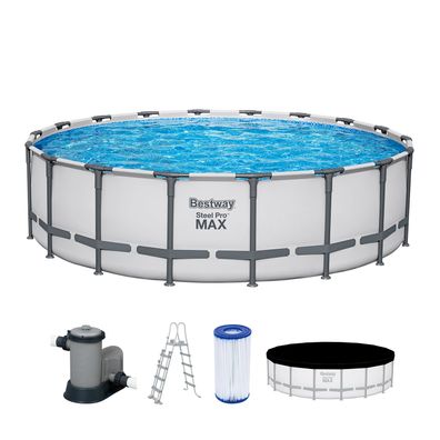 Steel Pro MAX™ Frame Pool Komplett-Set mit Filterpumpe Ø 549 x 132 cm, lichtgrau,