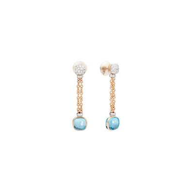 Pomellato - POB9051O6000DB0OY - Bare Gold- und Weißgoldohrringe mit blauem Topaz und