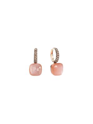 Pomellato - nackte Ohrringe in rosa und weißem Gold mit orange adularia und braunen D