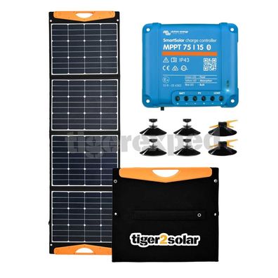 Solartasche 160 Wp mit MPPT Laderegler USB Anschlüssen + Zubehör - Schattenpa