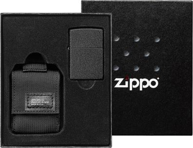 Zippo Black Crackle Set mit Nylon Tasche schwarz 60005678