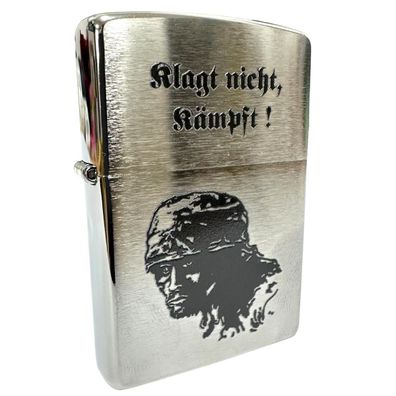 Zippo Feuerzeug klagt nicht kämpft WKII Fallschirmjäger chrome satin Sturmfeuerzeug