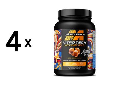 4 x Muscletech Nitro Tech 100% Whey Gold (2lbs) Salted Caramel