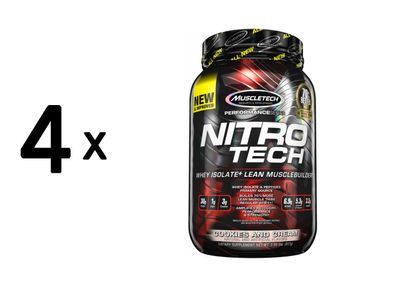 4 x Muscletech Performance Series Nitro-Tech (2lbs) Cookies and Cream