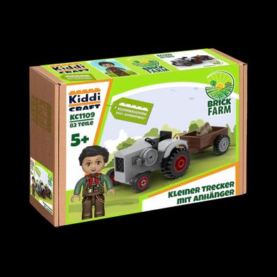 Kiddicraft KC1109 Kleiner Trecker mit Anhänger Klemmbaustein Set