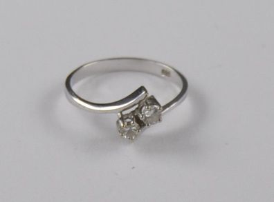 Weißgold doppel Solitär Cross Over Brillant Ring 0.22 Ct 585 gold Neu wertig