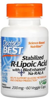 Stabilized R-Lipoic Acid with BioEnhanced Na-RALA, 200mg - 60 vcaps