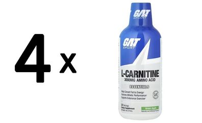 4 x L-Carnitine 3000 Liquid, Green Apple - 473 ml