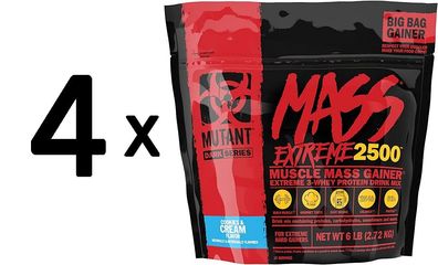 4 x Mutant Mutant Mass Extreme 2500, Cookies & Cream - 2720g