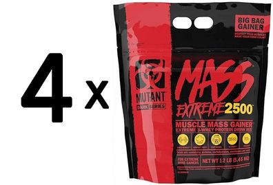 4 x Mutant Mass Extreme 2500, Jacked Berry Blast - 5450g