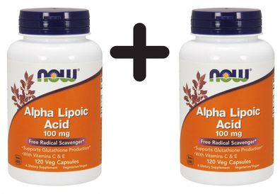 2 x Alpha Lipolic Acid, 100mg with Vitamins C & E - 120 vcaps