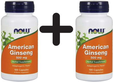 2 x NOW Foods American Ginseng, 500mg - 100 vcaps