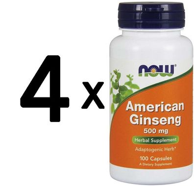 4 x NOW Foods American Ginseng, 500mg - 100 vcaps