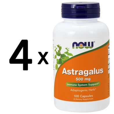 4 x NOW Foods Astragalus, 500 mg - 100 caps