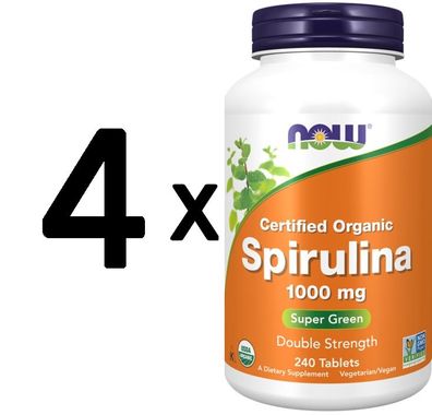 4 x Certified Organic Spirulina, 1000mg - 240 tabs