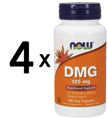 4 x NOW Foods DMG, 125mg - 100 vcaps