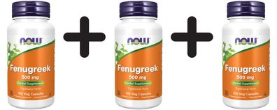 3 x NOW Foods Fenugreek, 500mg - 100 vcaps