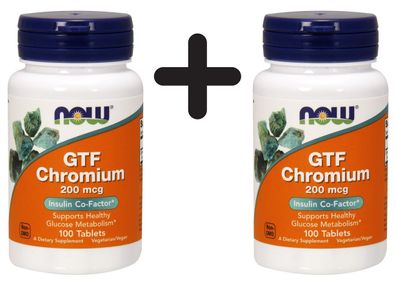 2 x NOW Foods GTF Chromium, 200mcg - 100 tablets
