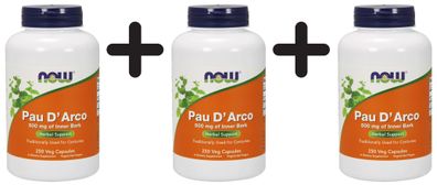 3 x NOW Foods Pau D'Arco, 500mg - 250 vcaps