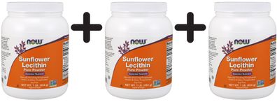 3 x NOW Foods Sunflower Lecithin, Pure Powder - 454g