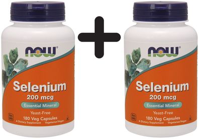 2 x NOW Foods Selenium, 200mcg - 180 vcaps