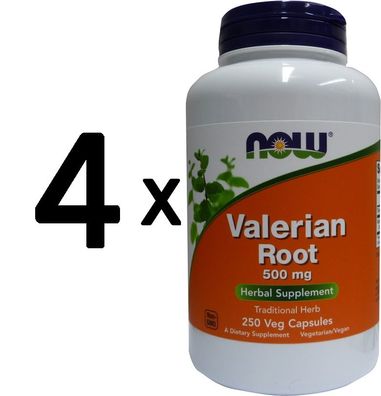 4 x Valerian Root, 500mg - 250 vcaps