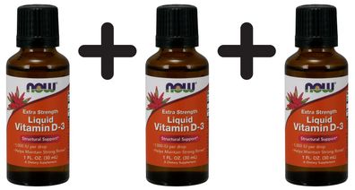 3 x Vitamin D-3 Liquid, 1000 IU (Extra Strength) - 30 ml