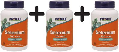3 x NOW Foods Selenium, 200mcg - 180 vcaps