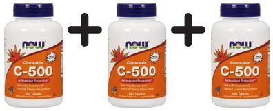 3 x Vitamin C-500 Chewable, Cherry-Berry - 100 tabs