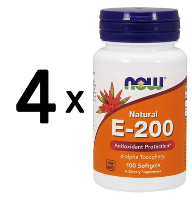 4 x Vitamin E-200, Natural - 100 softgels