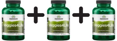 3 x Swanson Green Foods, Veggies4Life - 300 tabs