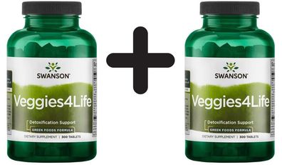 2 x Swanson Green Foods, Veggies4Life - 300 tabs