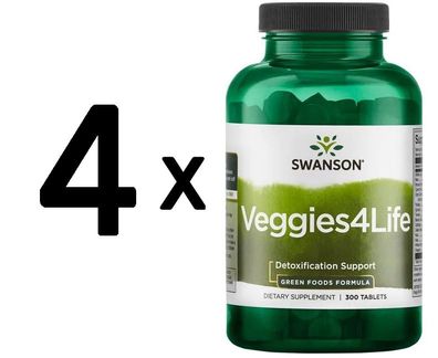 4 x Swanson Green Foods, Veggies4Life - 300 tabs