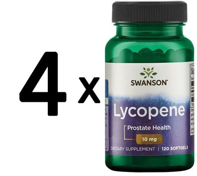 4 x Swanson Lycopene, 10mg - 120 softgels