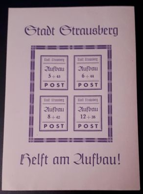 Deutsche Lokalausgabe 1946 Blockausgabe Stadt Strausberg