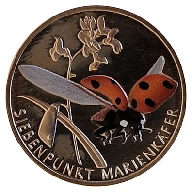 5 Euro Münze Deutschland 2023 Siebenpunkt-Marienkäfer - Serie "Wunderwelt Insekten"