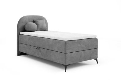 Boxspringbett Gästebett GORGIA 90x200cm Stoff Jasmin Grau