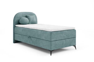 Boxspringbett Gästebett GORGIA 80x200cm Stoff Jasmin Türkis