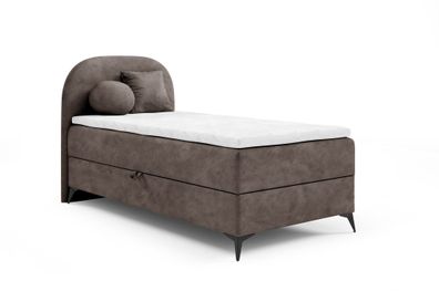 Boxspringbett Gästebett GORGIA 80x200cm Stoff Jasmin Dunkelbraun