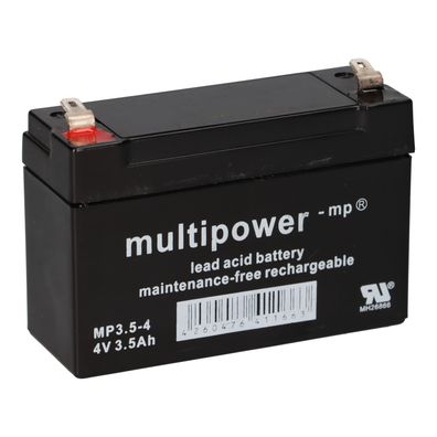 Multipower Blei-Akku MP3,5-4 Pb 4V 3,5Ah Faston 4,8mm