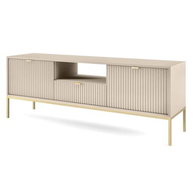 Selsey Vellore - TV-Lowboard Beige mit goldenem Gestell 154 cm